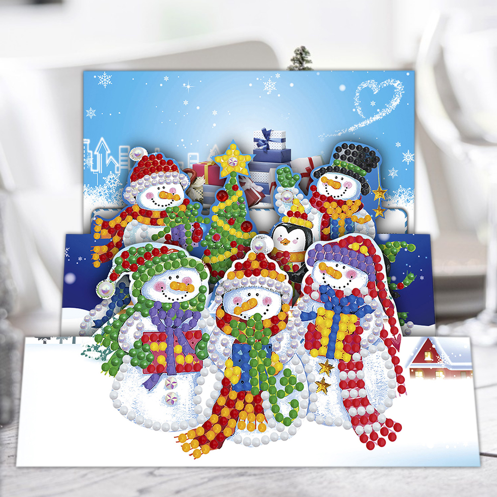 (Limited Stock)Everydayedeals 8pcs DIY Diamond Greeting Card Special-shaped Part Drill Christmas Postcard