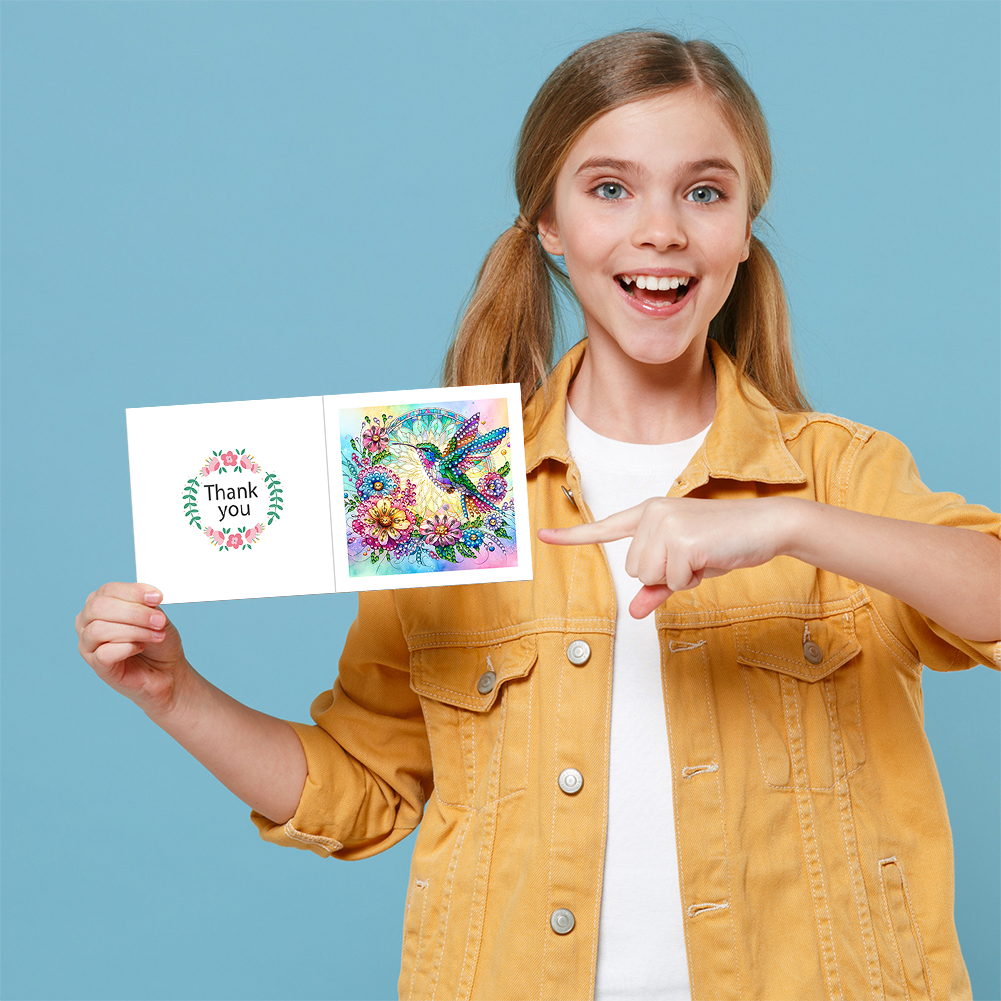 6pcs DIY Diamond Painting Greeting Card - Hummingbird