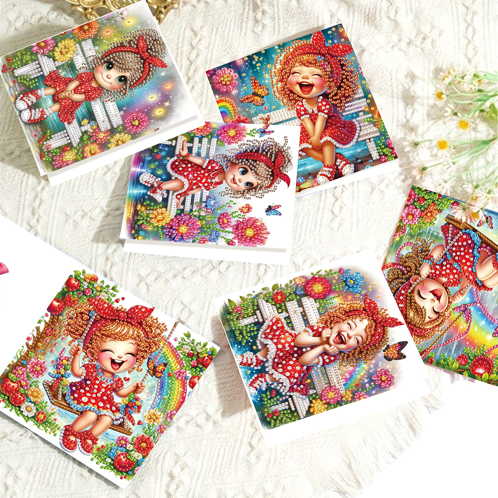 6Pcs DIY Diamond Painting Greeting Card - Girl