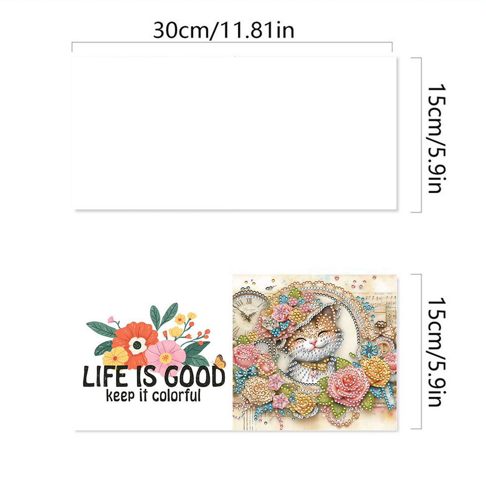 6Pcs DIY Diamond Painting Greeting Card - Cat Garden