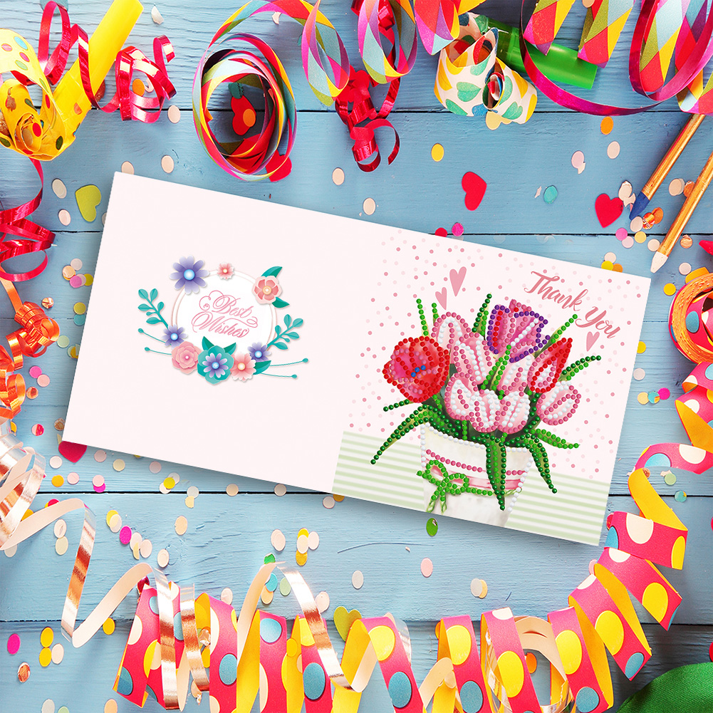 Everydayedeals 12pcs DIY Diamond Painting Birthday Greeting Cards Birthday Thanks Embroidery Postcard