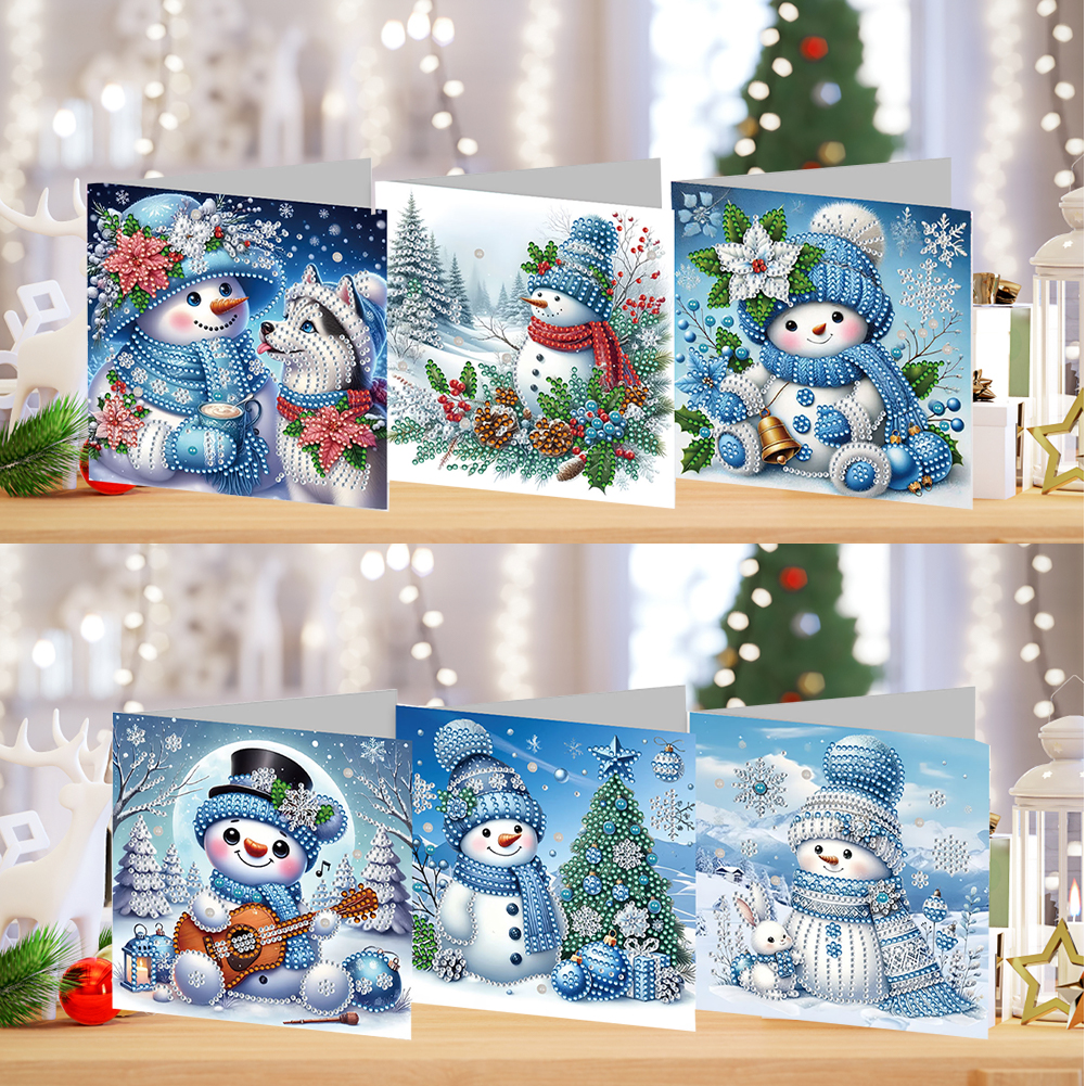 6Pcs DIY Diamond Painting Greeting Card - Xmas Snowman
