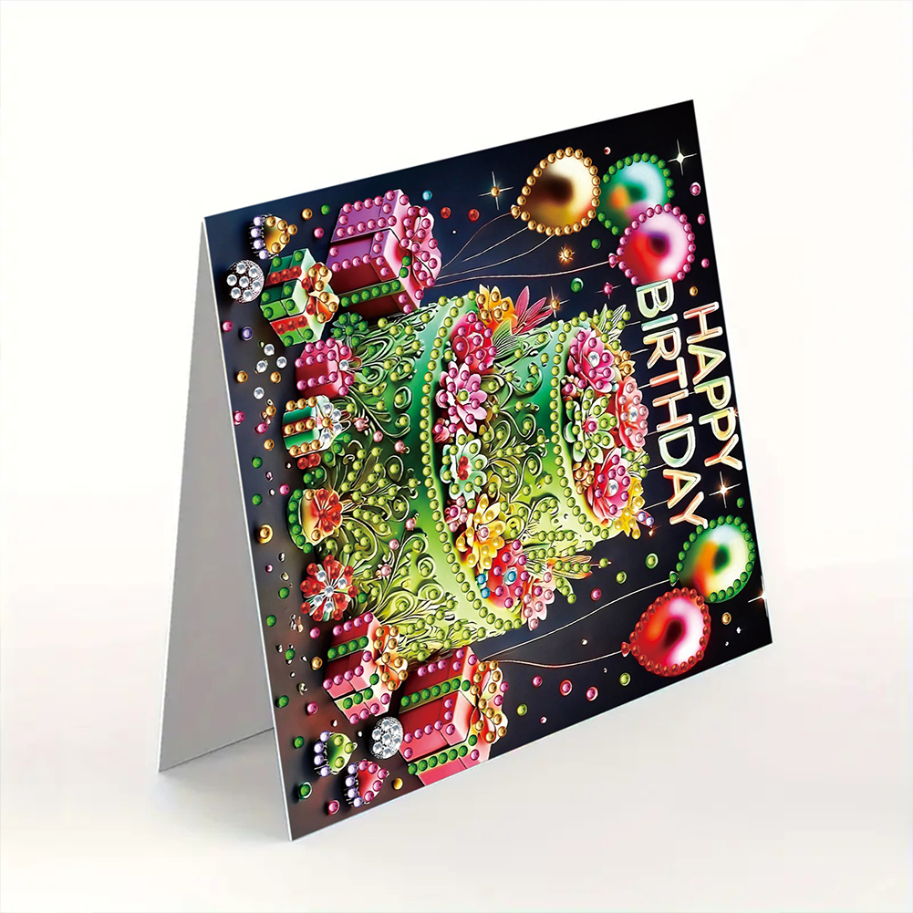 6Pcs DIY Diamond Painting Greeting Card - Birthday