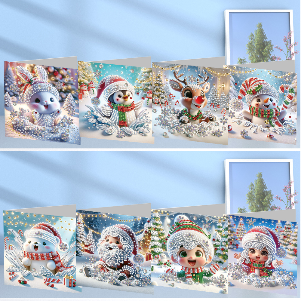 8Pcs DIY Diamond Painting Greeting Card - Christmas