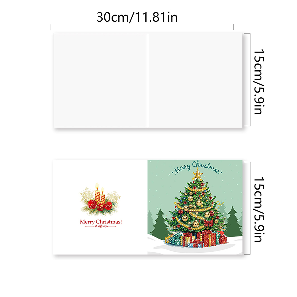 8Pcs DIY Diamond Painting Greeting Card - Xmas Tree