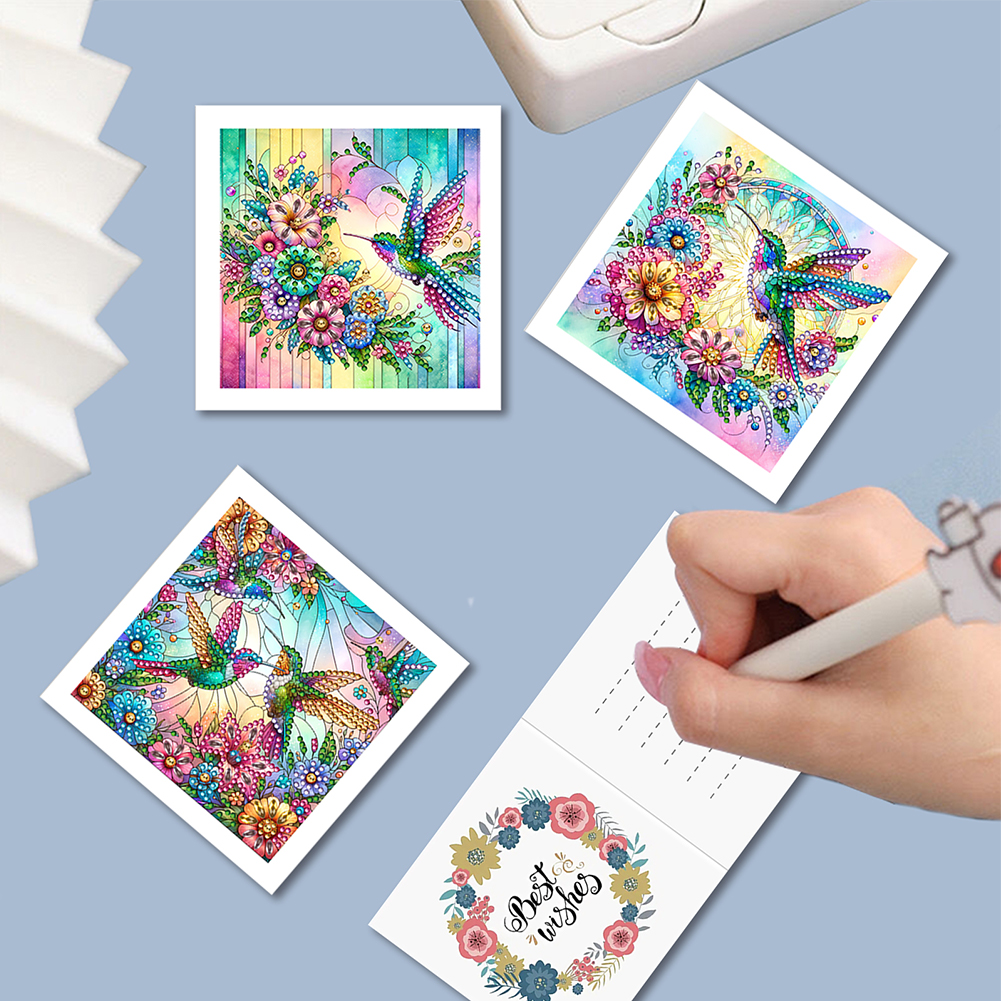 6pcs DIY Diamond Painting Greeting Card - Hummingbird