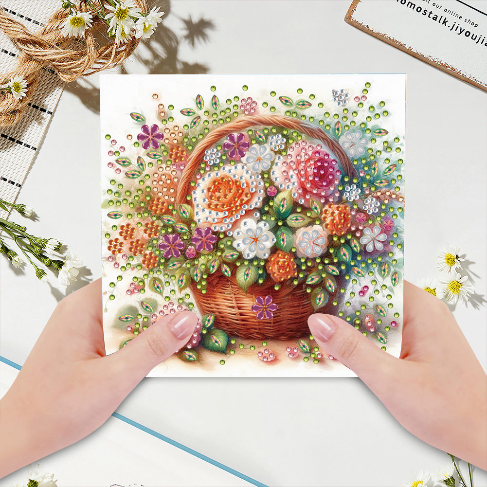 6Pcs DIY Diamond Painting Greeting Card - Bouquet