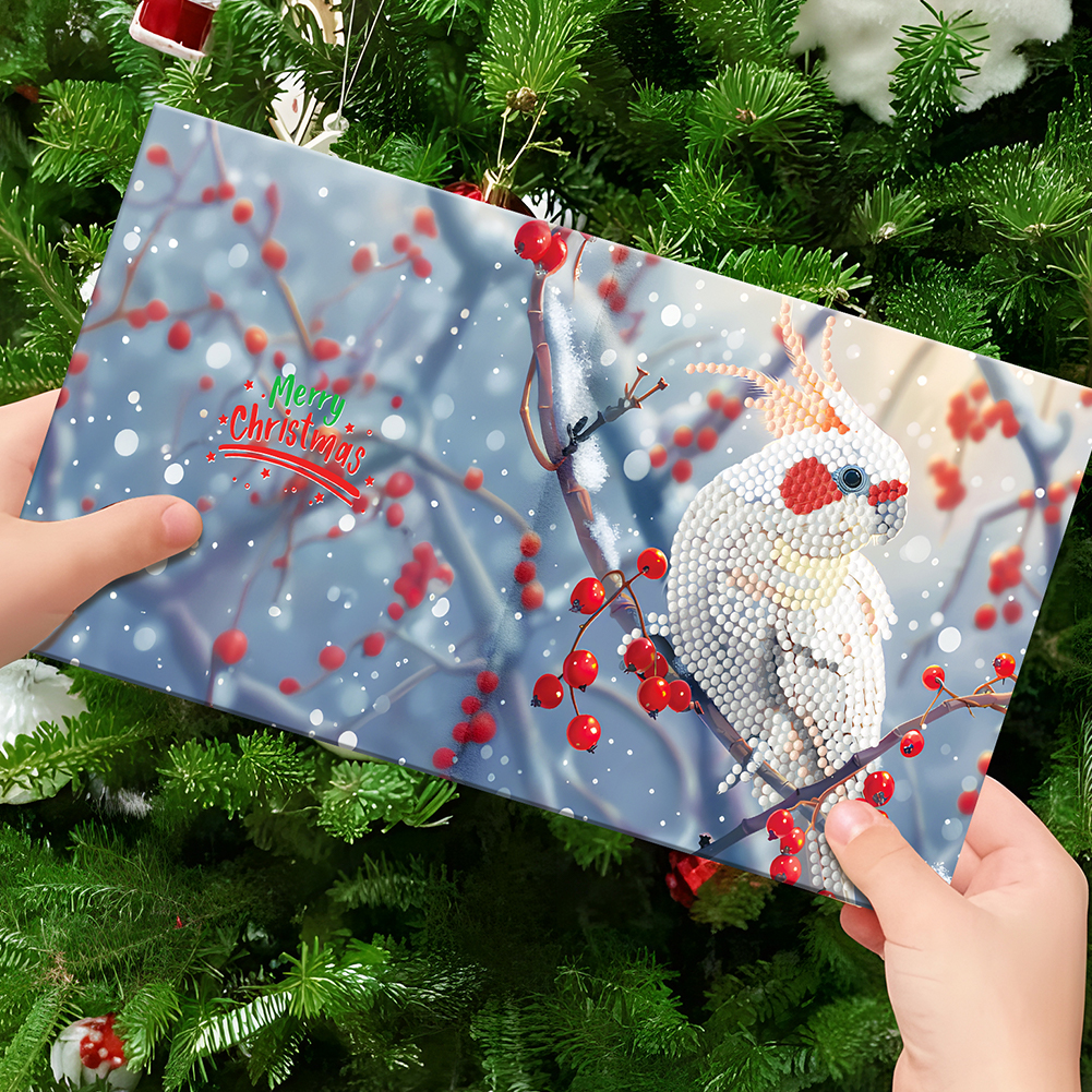 12Pcs DIY Diamond Painting Greeting Card -  Christmas Bird
