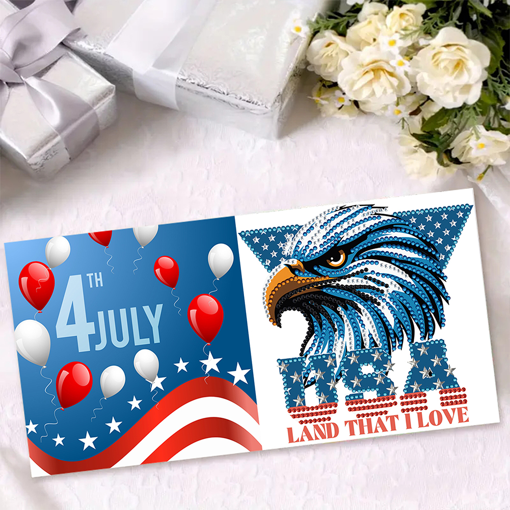 6Pcs DIY Diamond Painting Greeting Card - Independence Day
