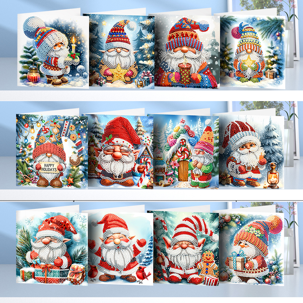 12Pcs DIY Diamond Painting Greeting Card - Christmas