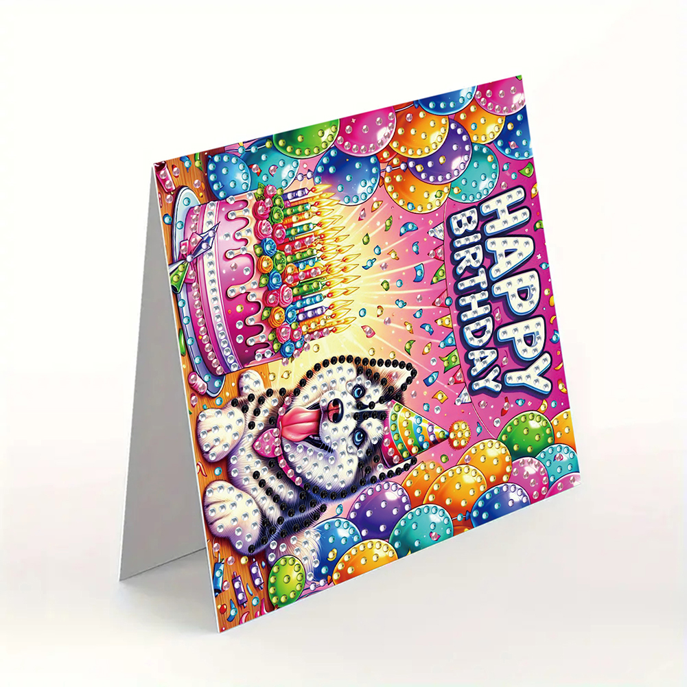 6Pcs DIY Diamond Painting Greeting Card - Dog Birthday