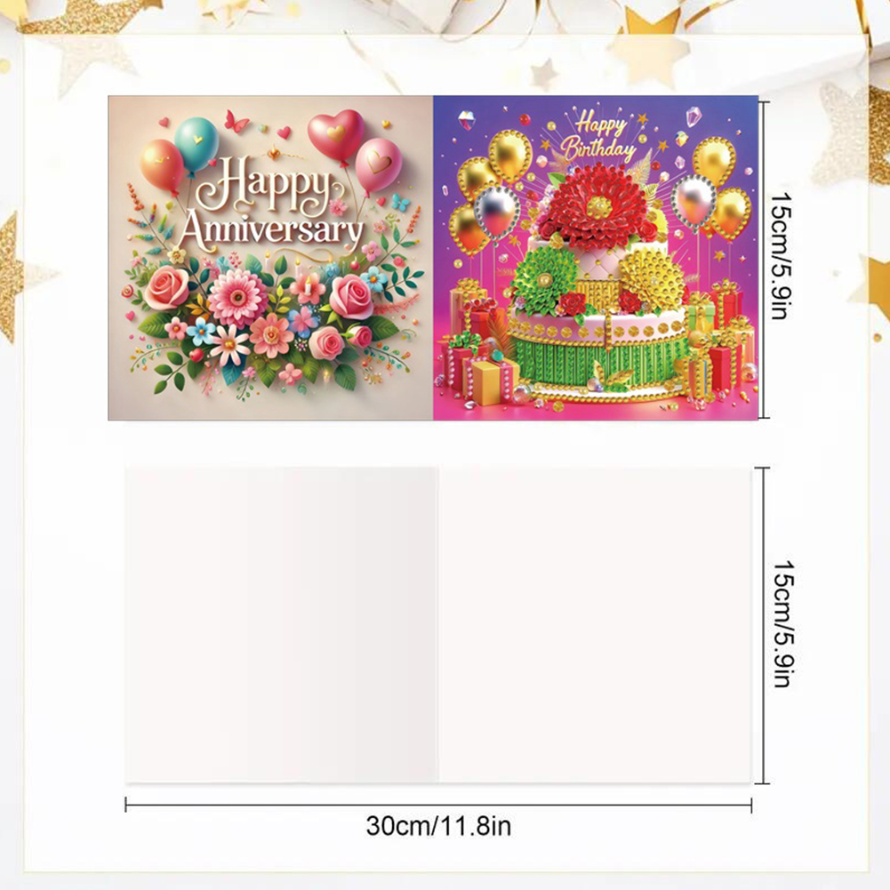 6Pcs DIY Diamond Painting Greeting Card - Birthday