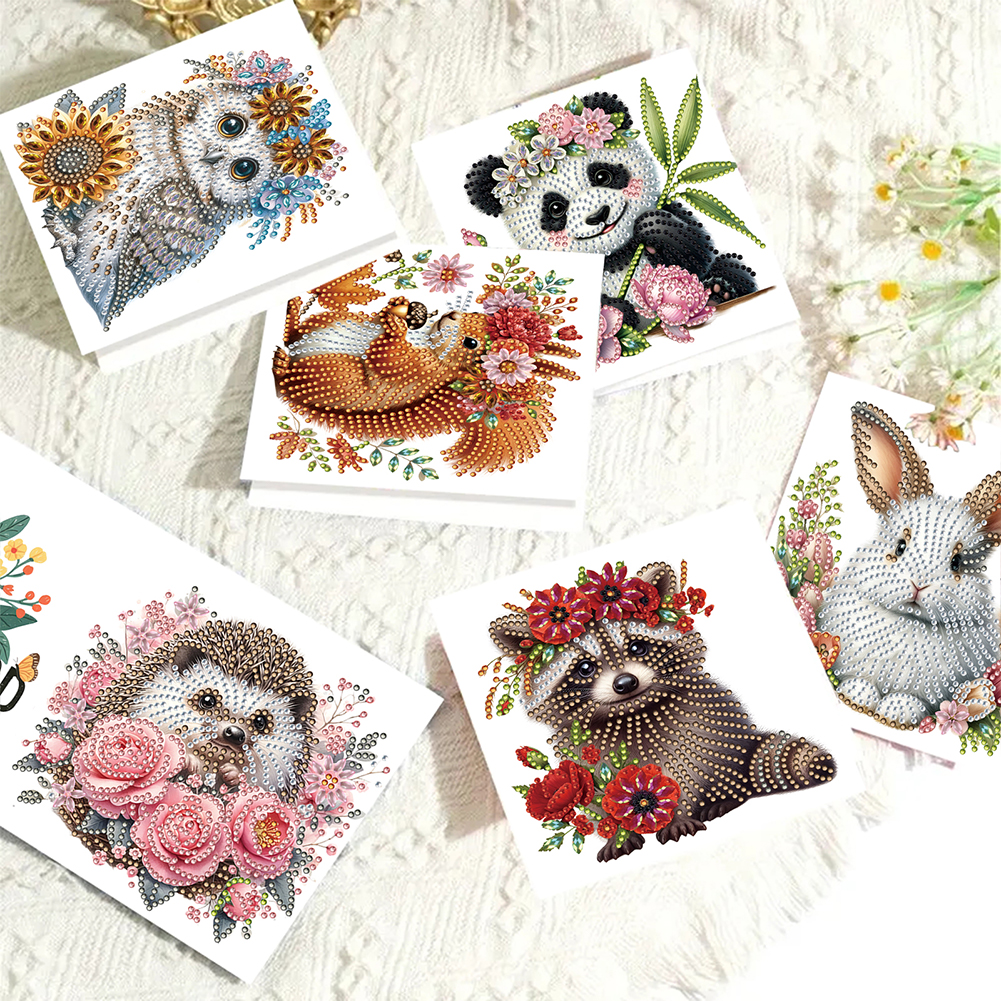 6Pcs DIY Diamond Painting Greeting Card - Animal
