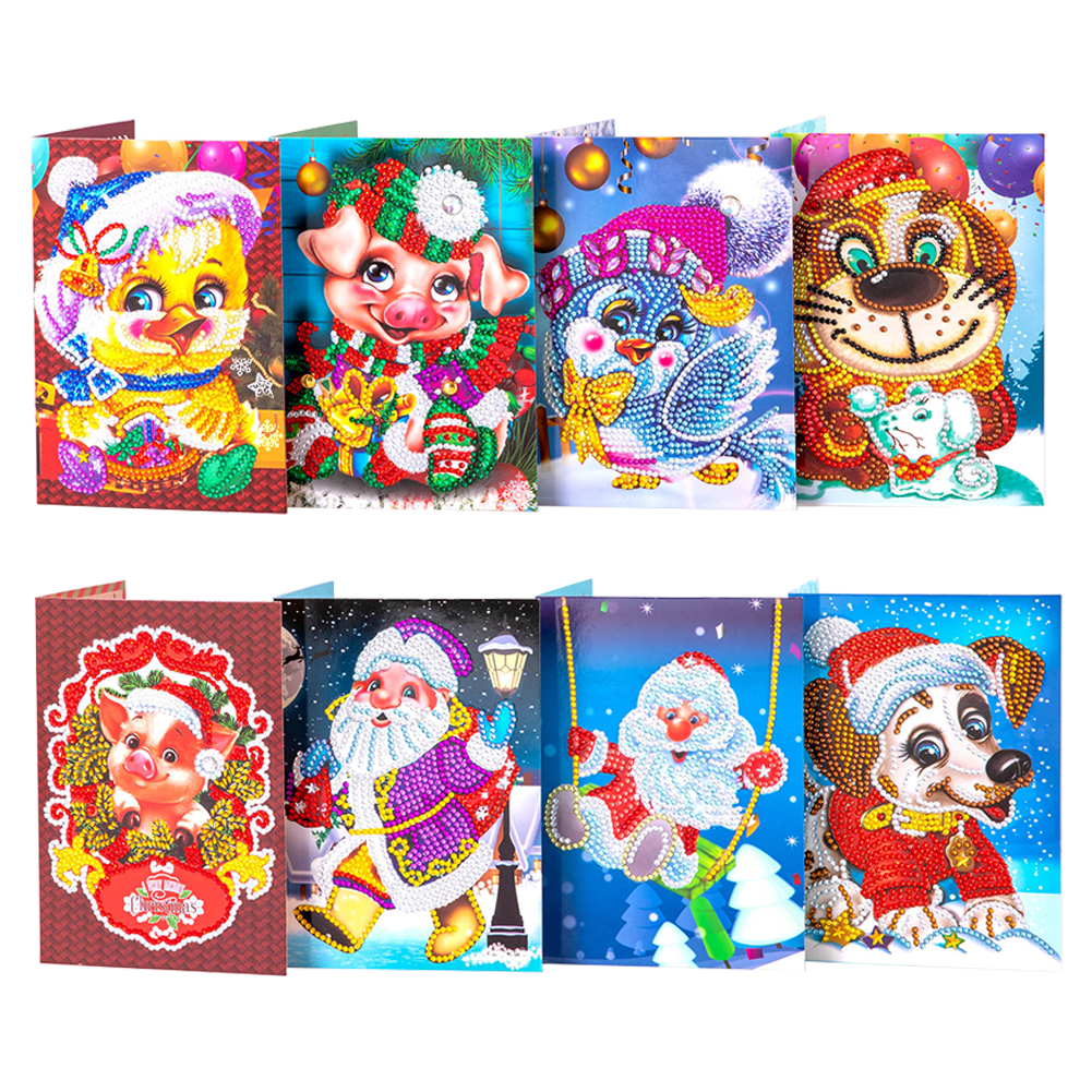(Limited Stock)8pcs DIY Diamond Painting Greeting Card - Christmas