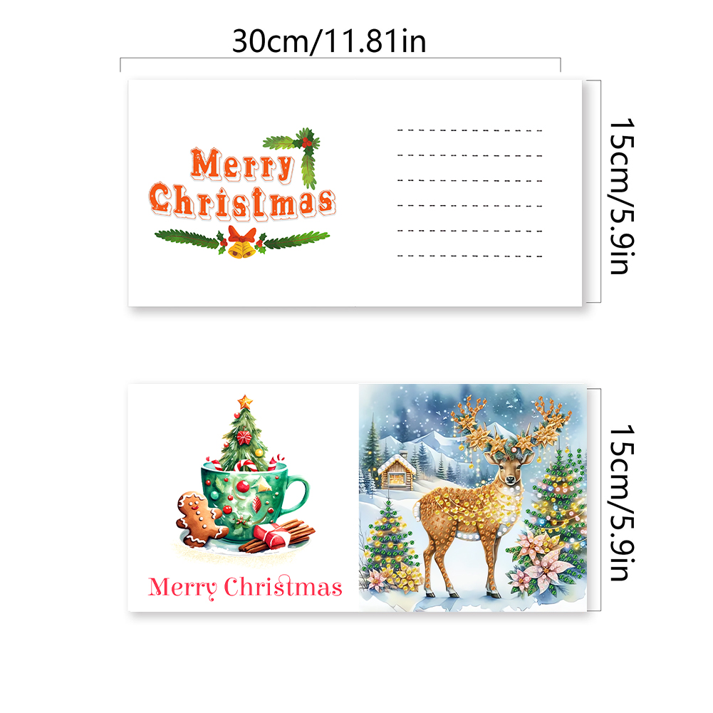 (Limited Stock)6Pcs DIY Diamond Painting Greeting Card - Christmas Reindeer