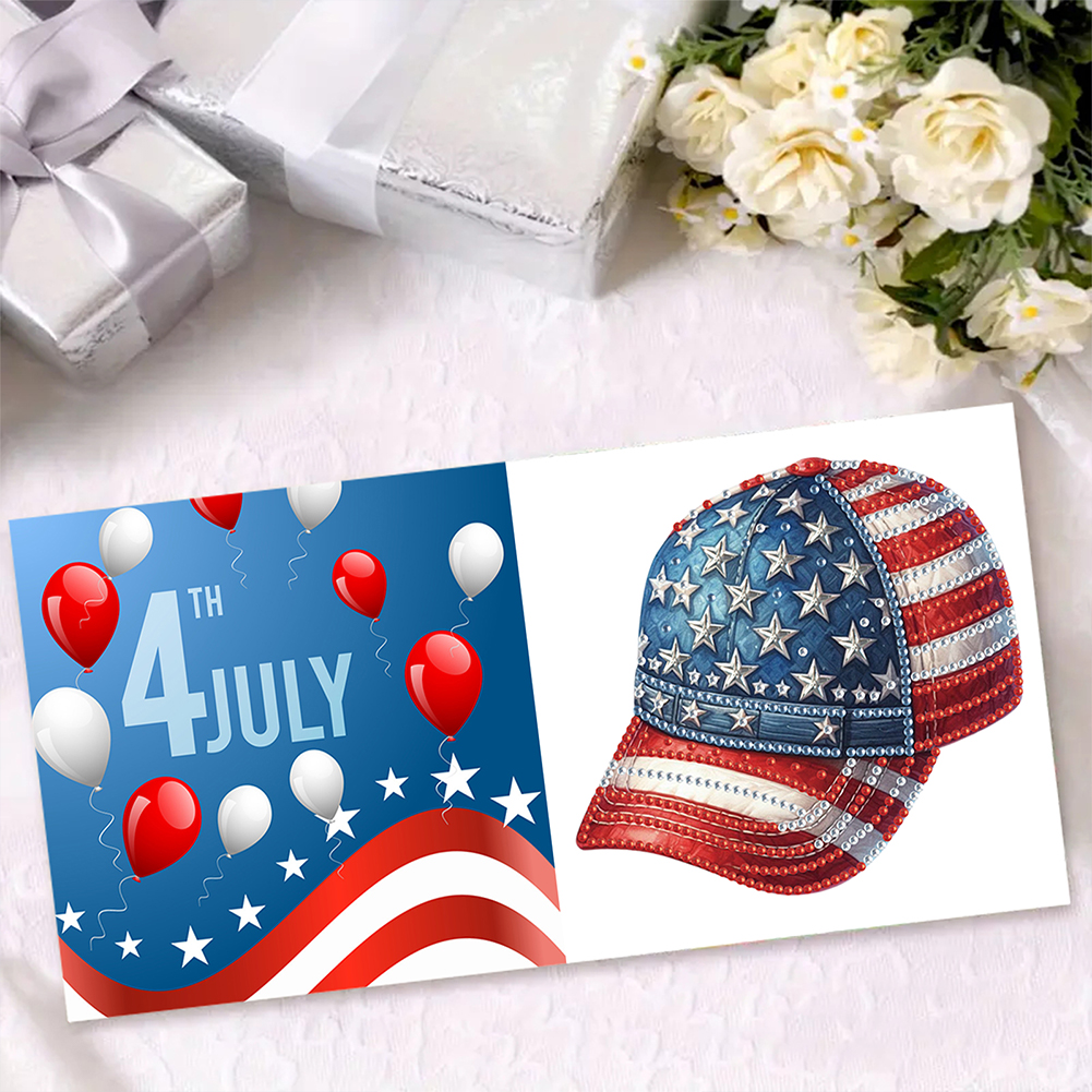6Pcs DIY Diamond Painting Greeting Card - Independence Day