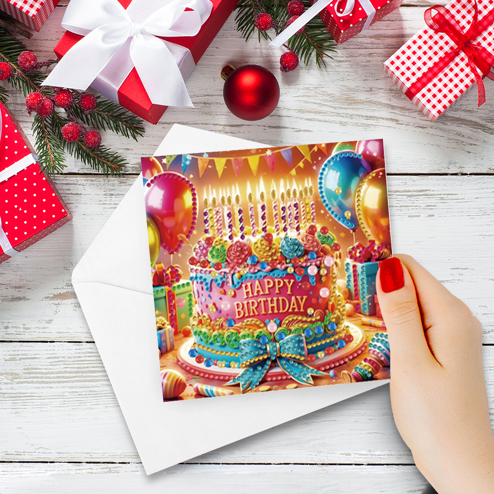 6Pcs DIY Diamond Painting Greeting Card - Birthday