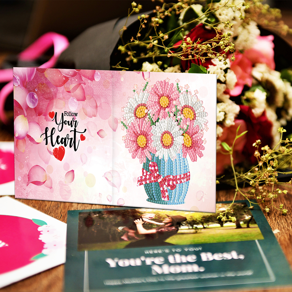 8pcs DIY Diamond Painting Greeting Cards Thanks Mosaic Postcards