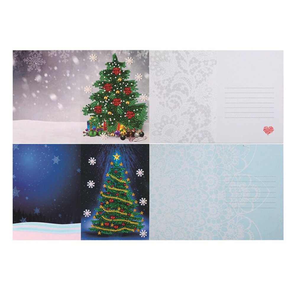 (Limited Stock)4pcs DIY Diamond Painting Greeting Card - Christmas Tree