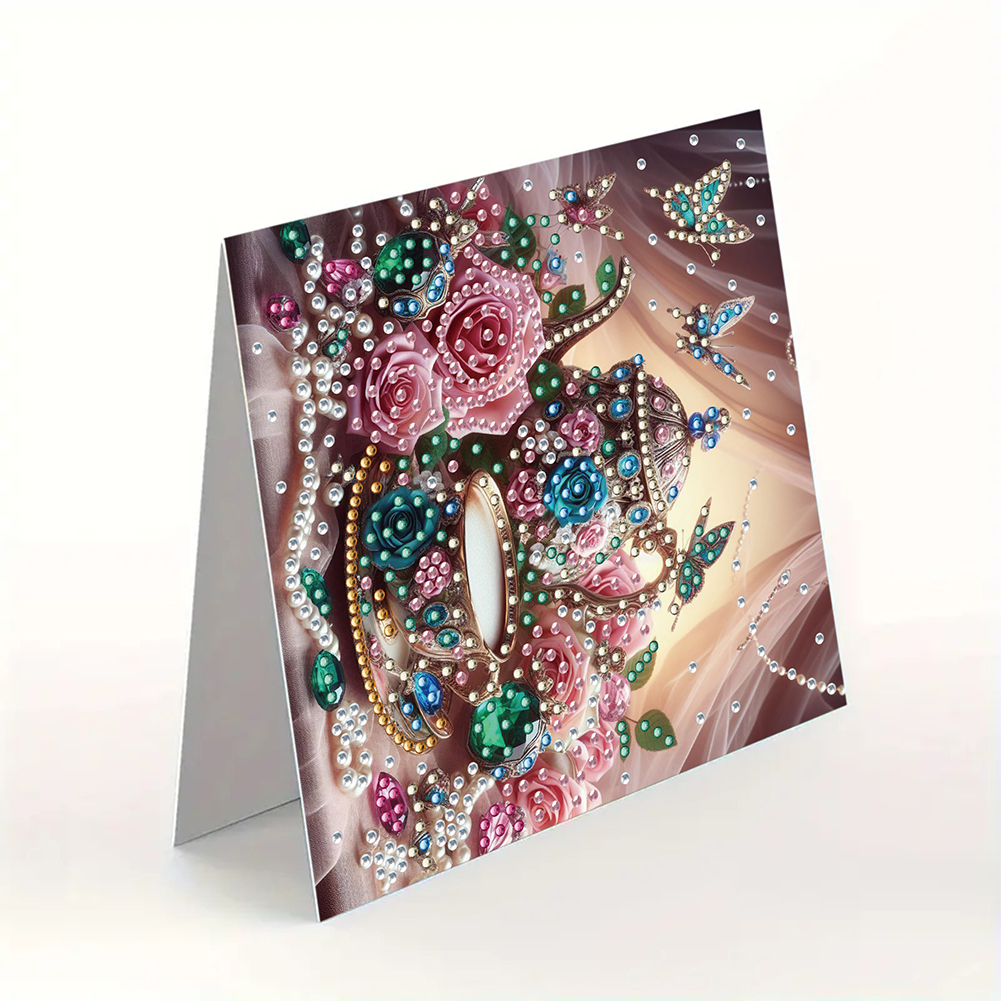 6Pcs DIY Diamond Painting Greeting Card - Coffee