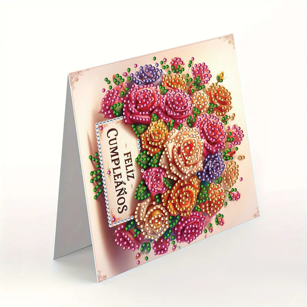 6Pcs DIY Diamond Painting Greeting Card - Flowers