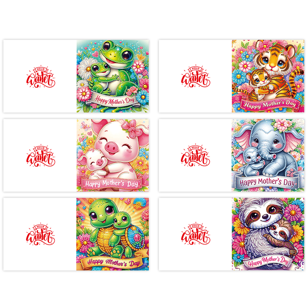 6Pcs DIY Diamond Painting Greeting Card - Happy Mothers Day