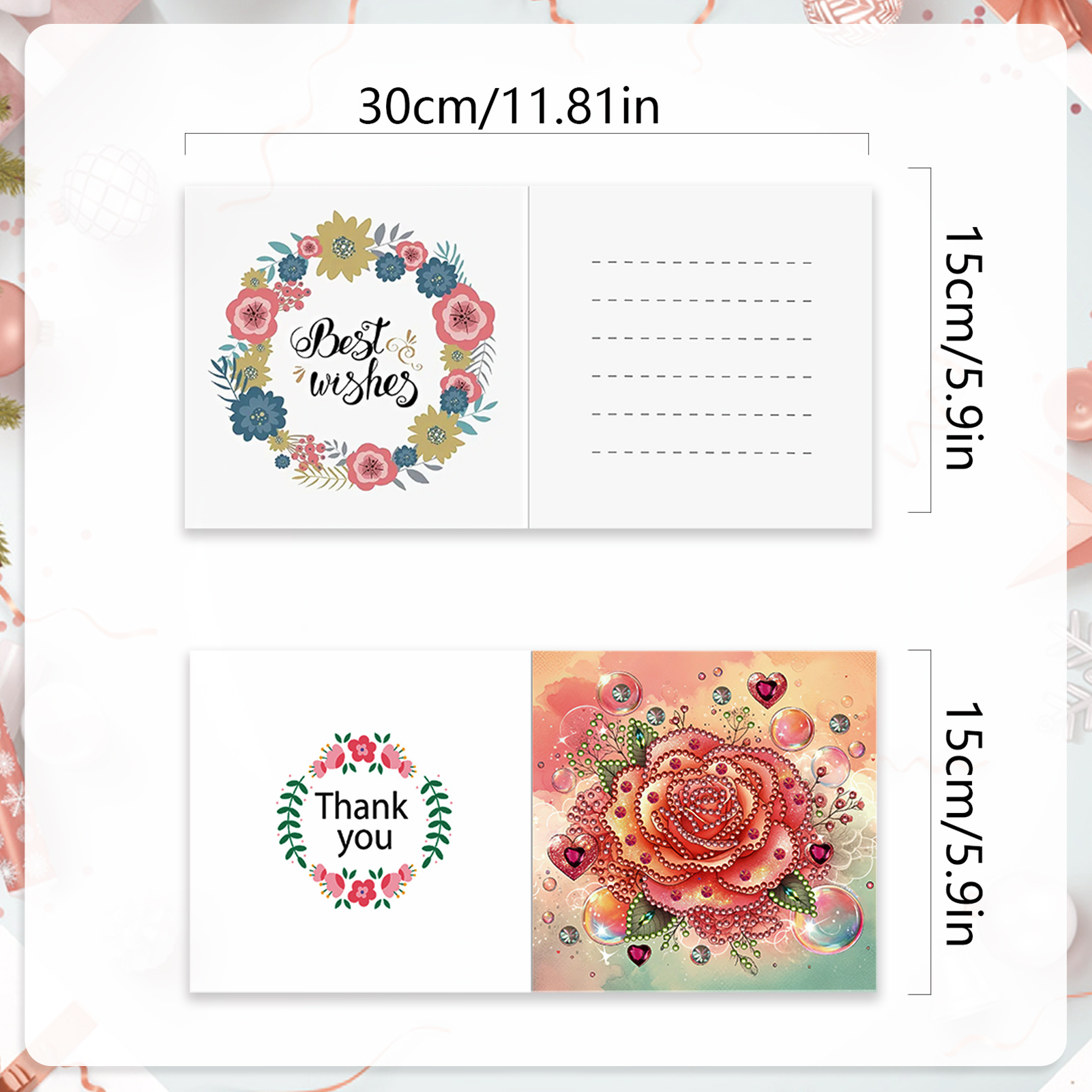 6pcs DIY Diamond Painting Greeting Card - Love Rose