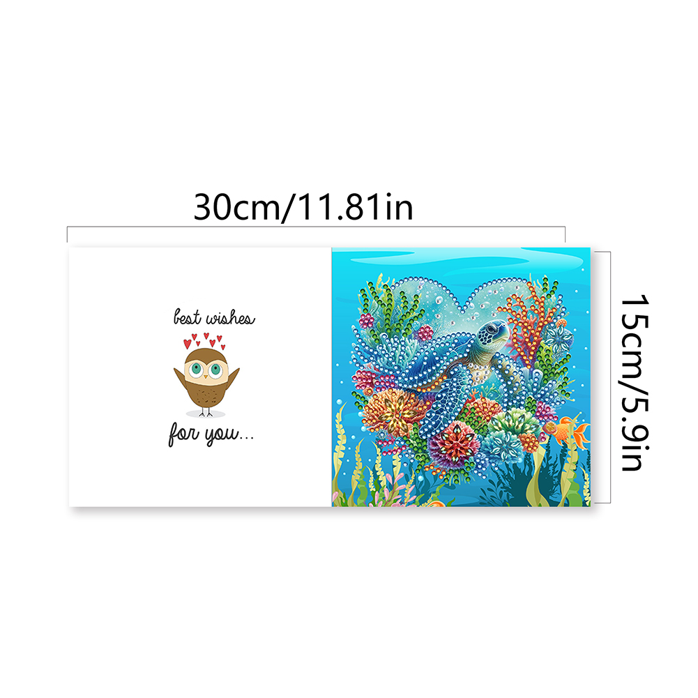 6Pcs DIY Diamond Painting Greeting Card - Turtle