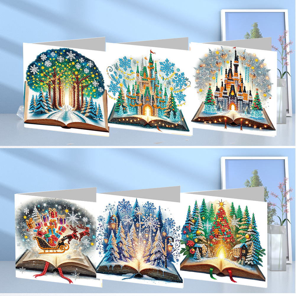 6Pcs DIY Diamond Painting Greeting Card - Scene In Book