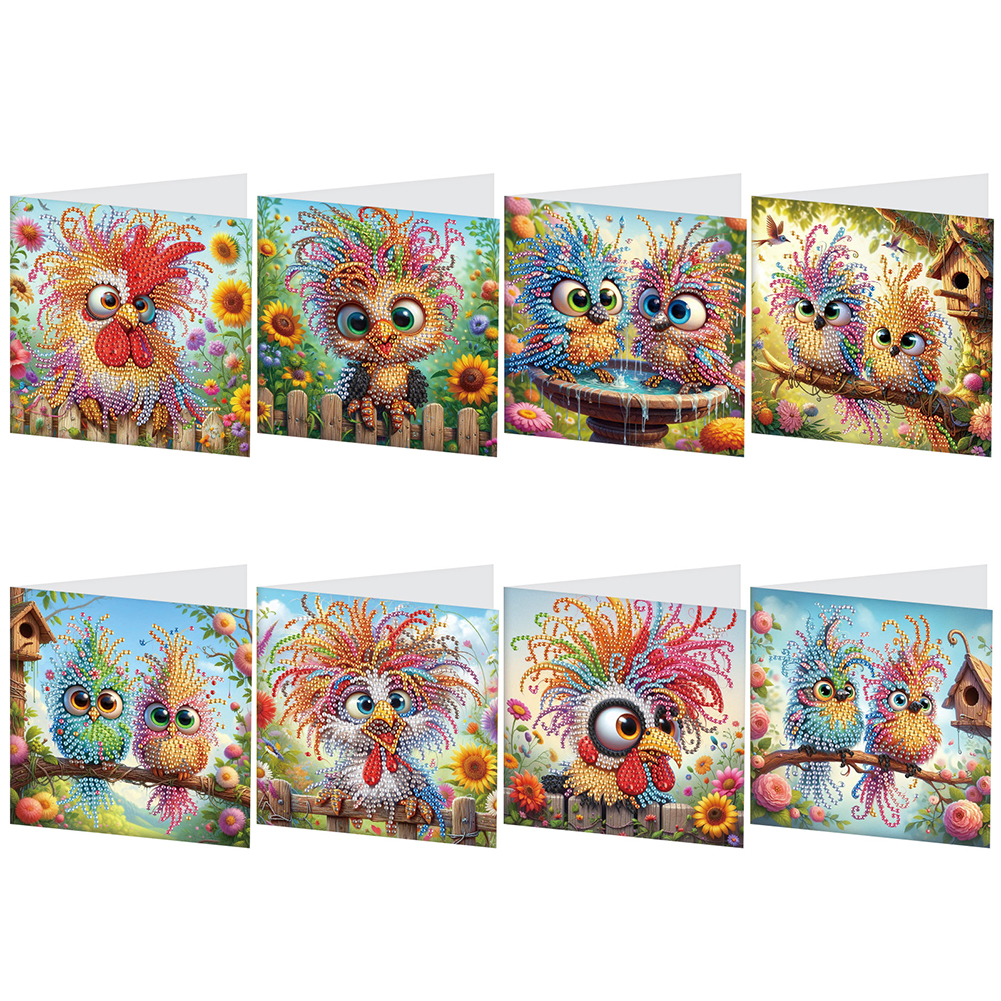 8Pcs DIY Diamond Painting Greeting Card - Humorous Bird