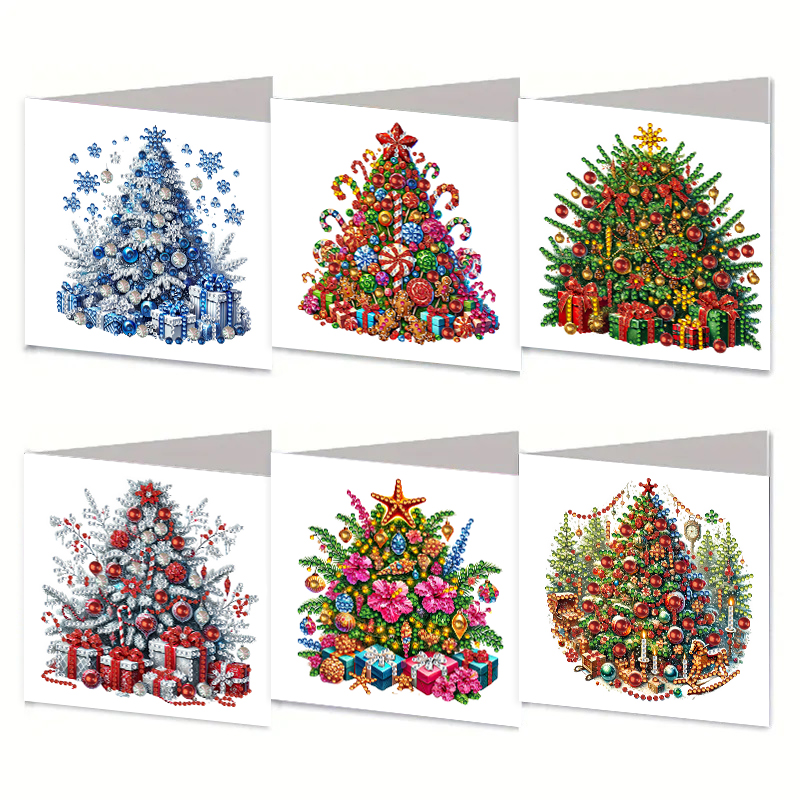 6Pcs DIY Diamond Painting Greeting Card - Christmas Tree
