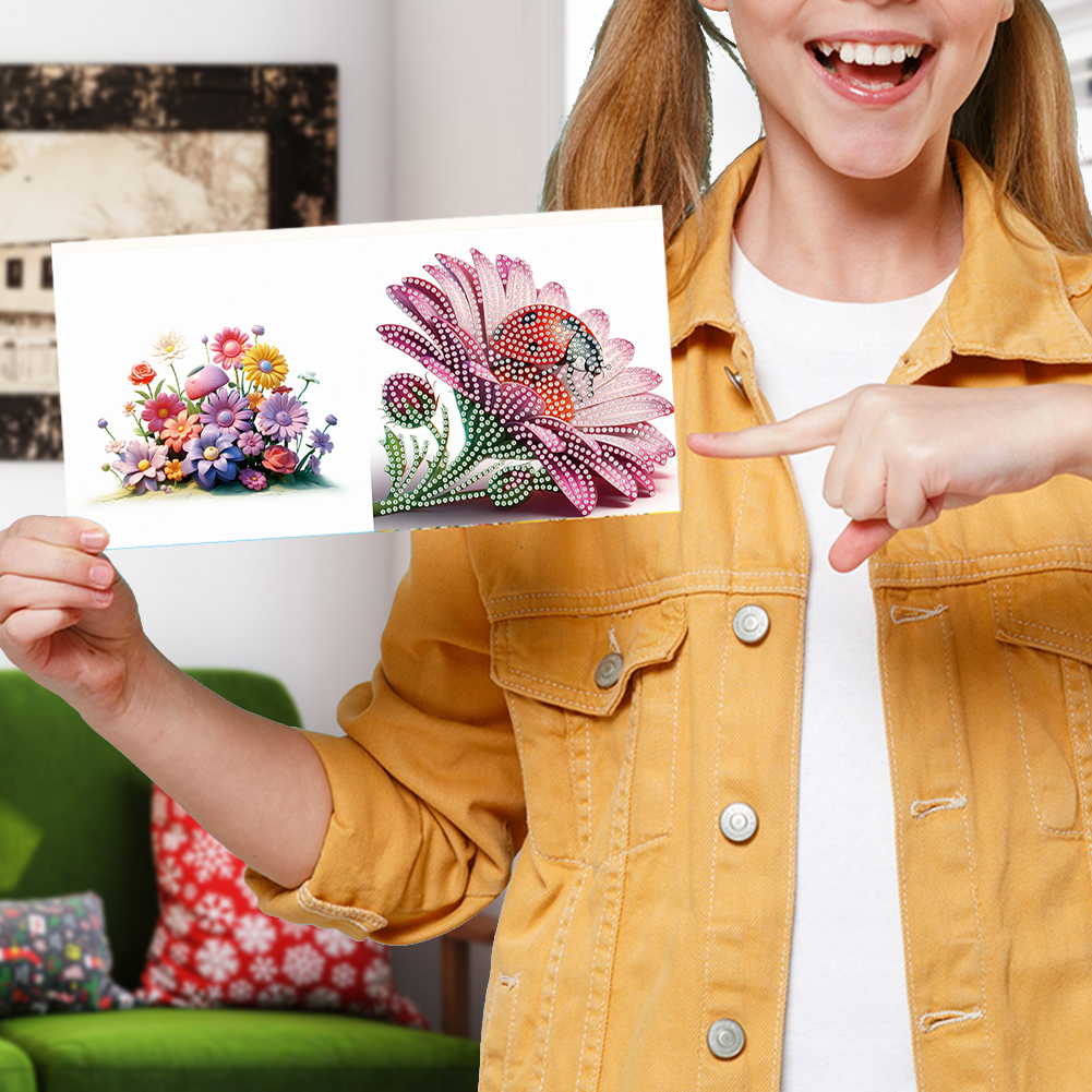 6Pcs DIY Diamond Painting Greeting Card - Ladybug