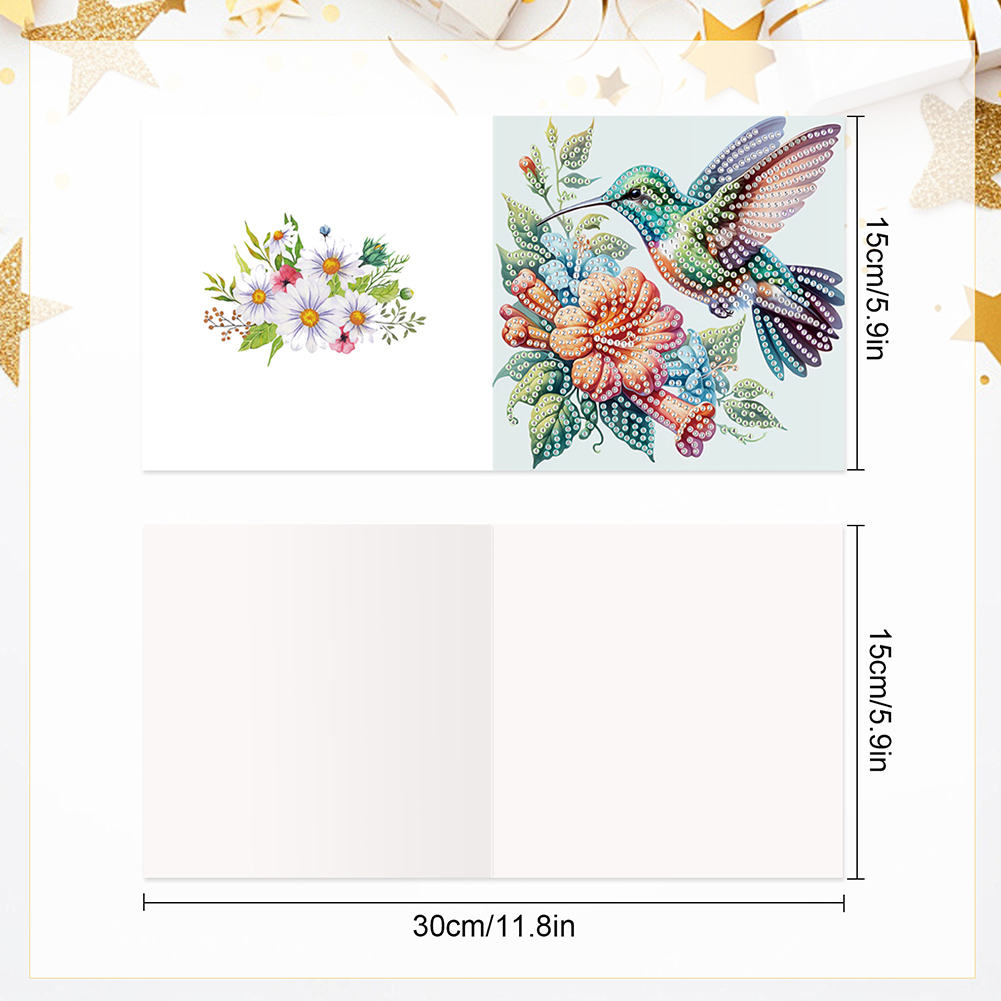 6Pcs DIY Diamond Painting Greeting Card - Hummingbird