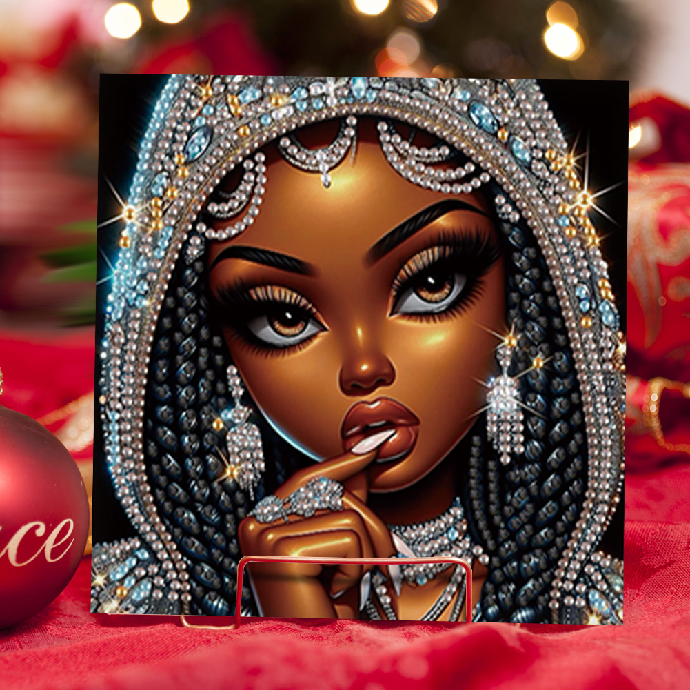 6Pcs DIY Diamond Painting Birthday Greeting Card - Black Girl for Adults