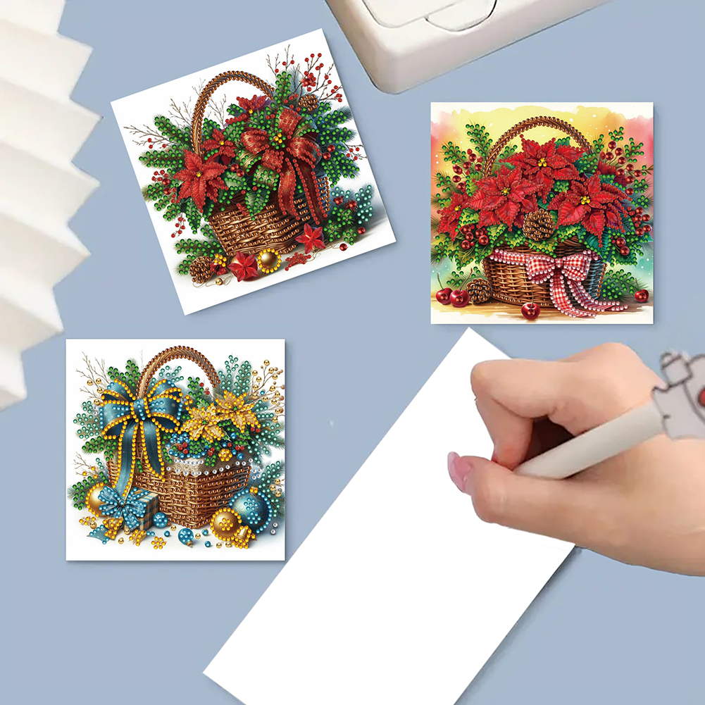 6Pcs DIY Diamond Painting Greeting Card - Xmas Flower