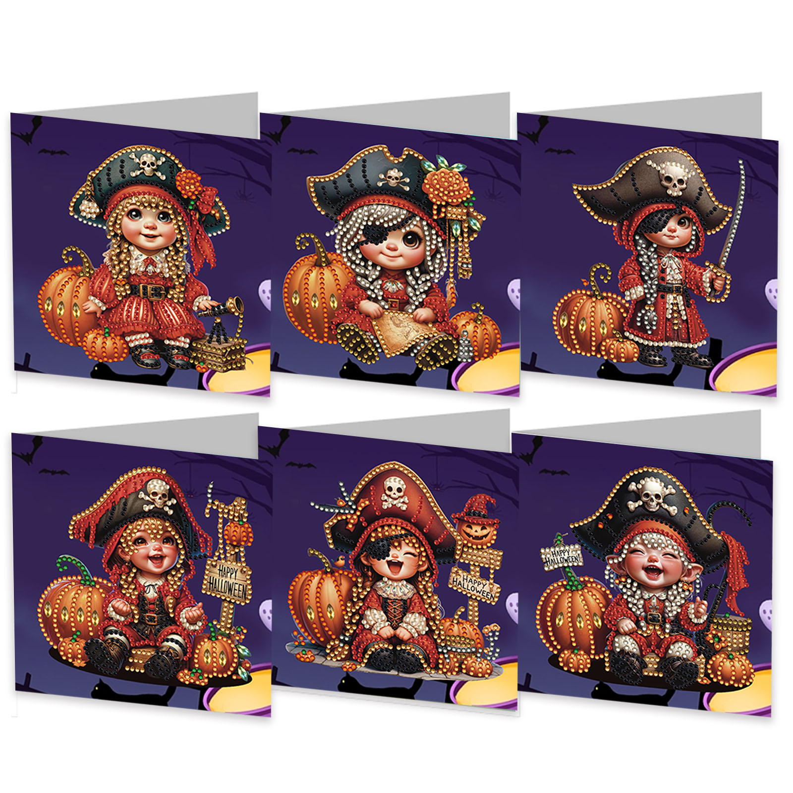 (Limited Stock)6pcs DIY Diamond Painting Greeting Card - Halloween