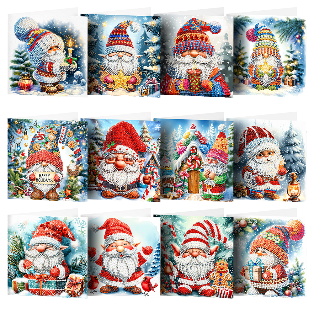 12Pcs DIY Diamond Painting Greeting Card - Christmas