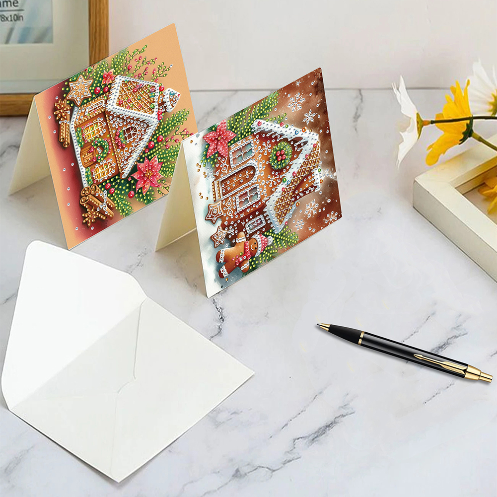 6Pcs DIY Diamond Painting Greeting Card - Gingerbread Man