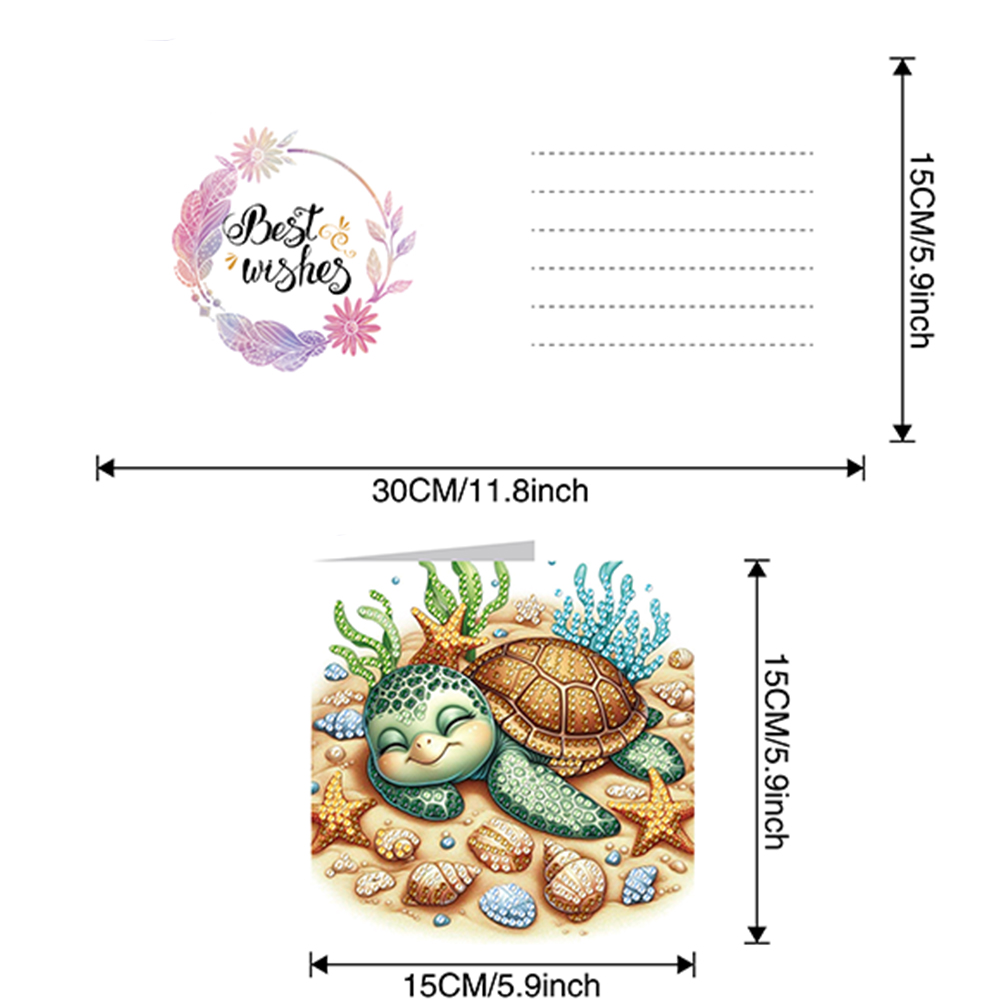 6Pcs DIY Diamond Painting Greeting Card - Turtle Family