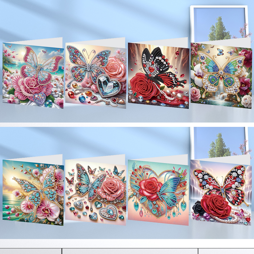 8Pcs DIY Diamond Painting Greeting Card - Butterfly