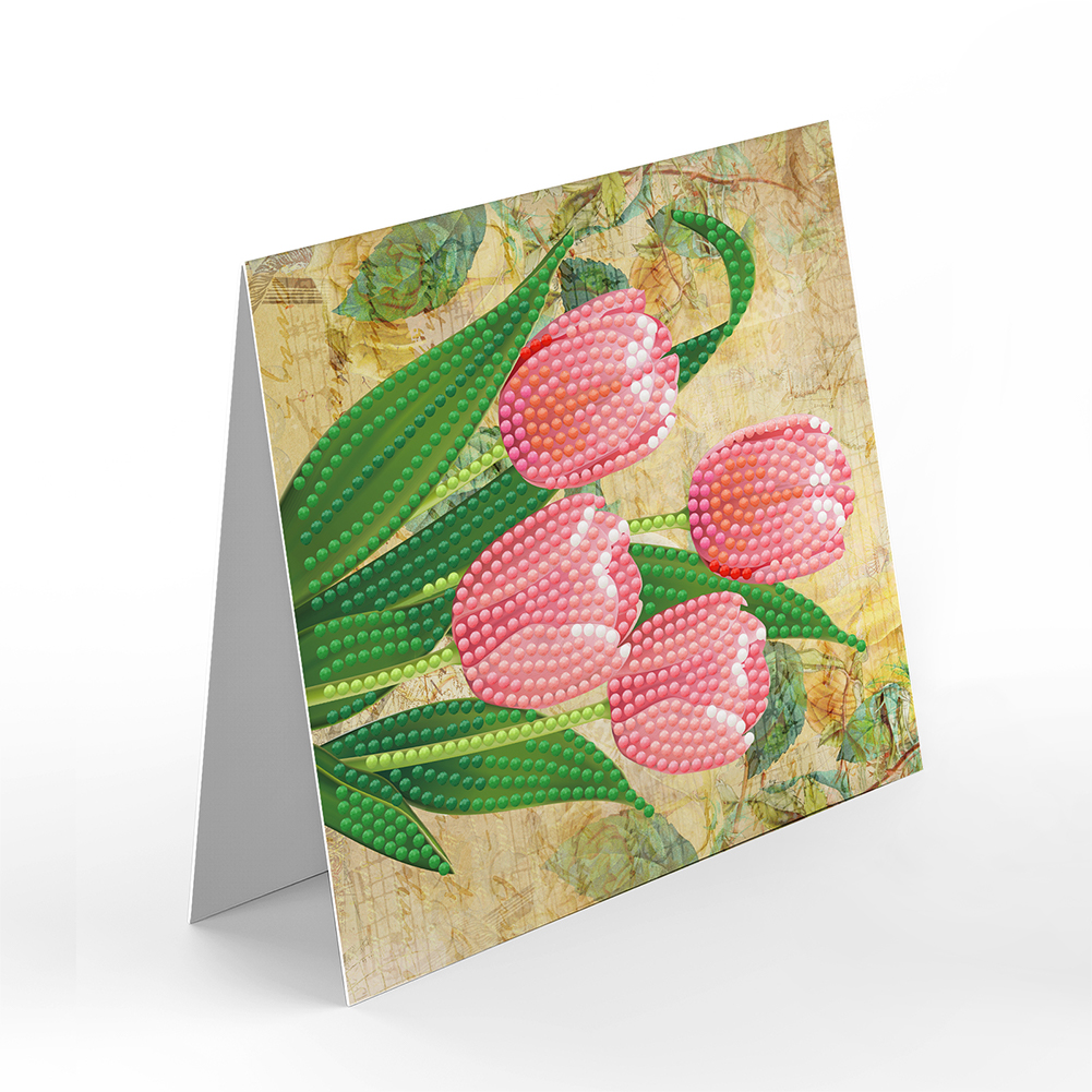 8pcs 5D DIY Special-Shape Diamond Painting Spring Flower Greeting Card