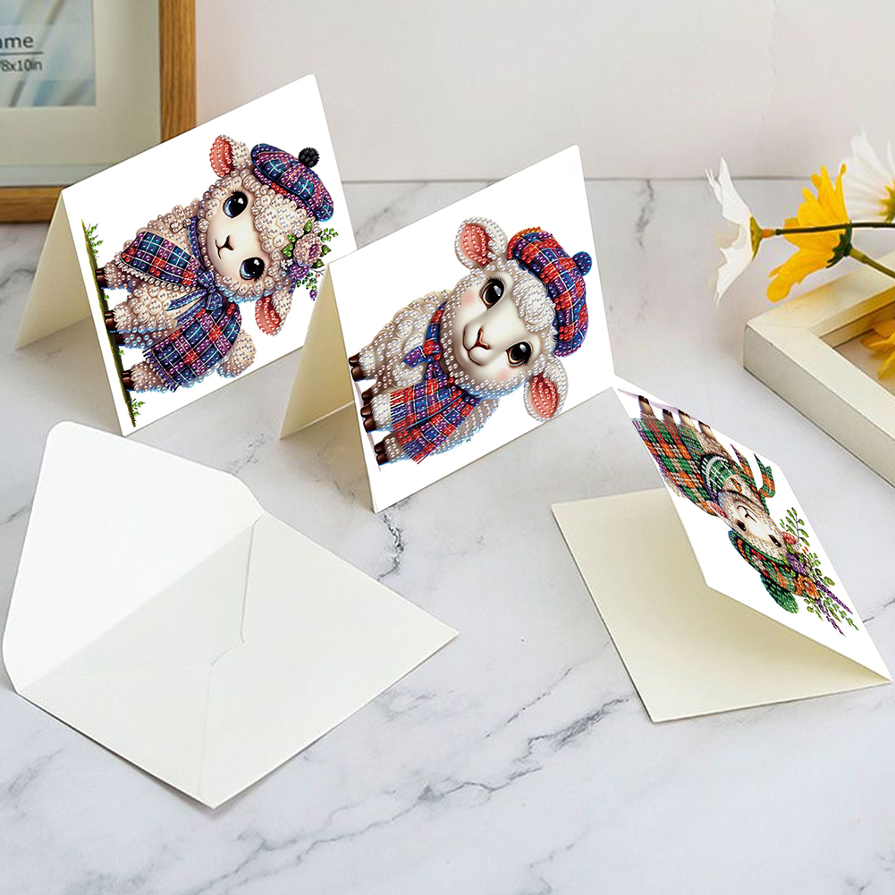 6Pcs DIY Diamond Painting Greeting Card - Sheep