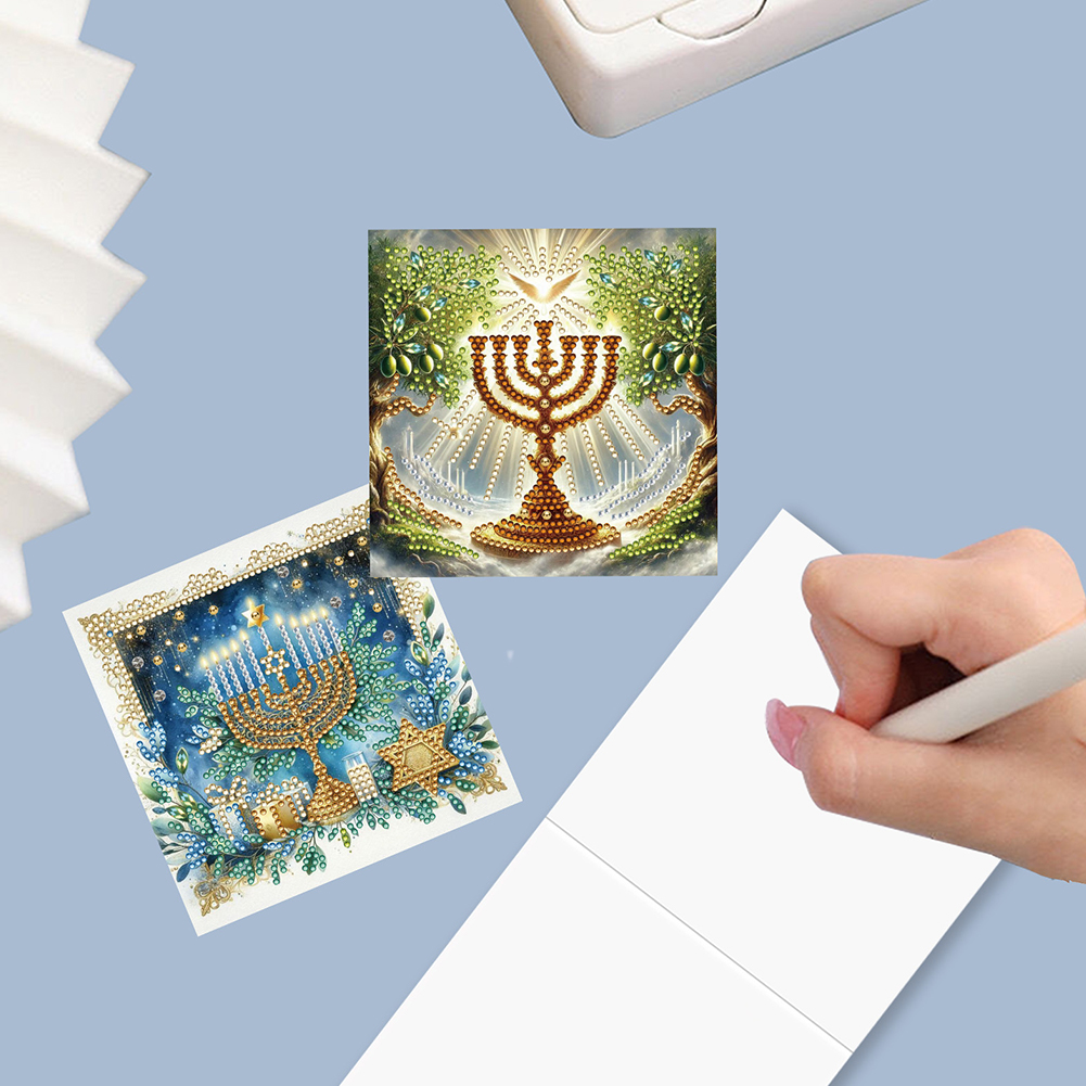 6Pcs DIY Diamond Painting Greeting Card - Hanukkah