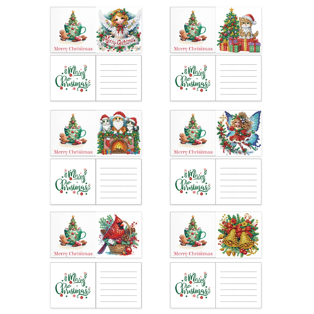 (Limited Stock)6Pcs DIY Diamond Painting Greeting Card - Merry Christmas