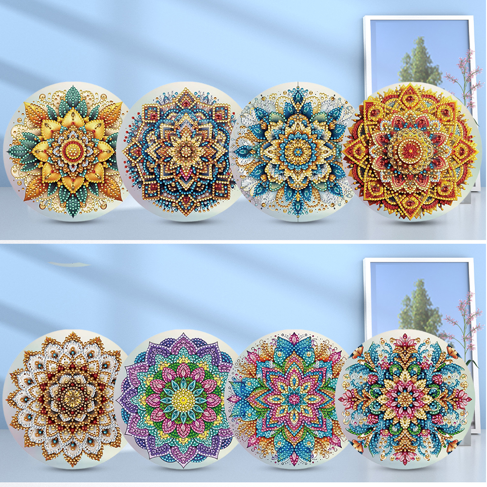 8Pcs DIY Diamond Painting Single-sided Greeting Card - Flowers