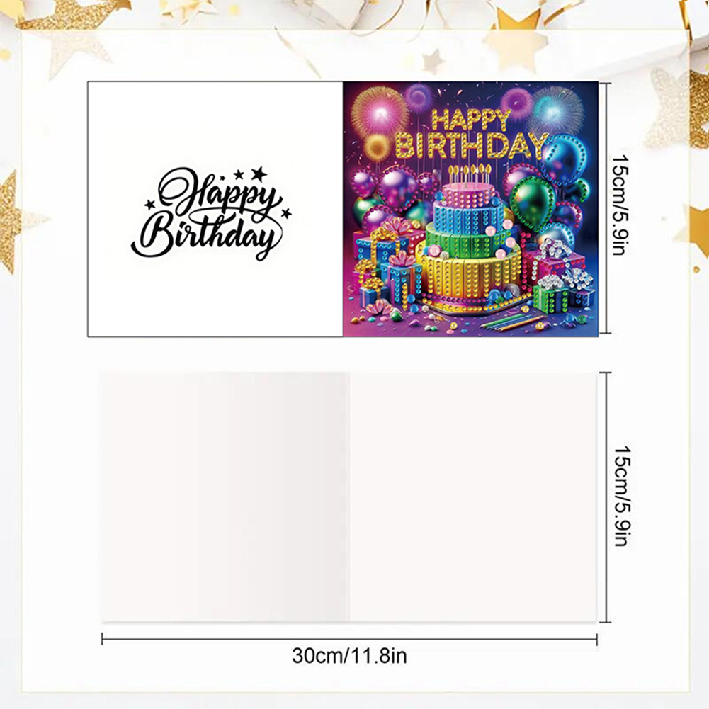 6Pcs DIY Diamond Painting Greeting Card - Birthday