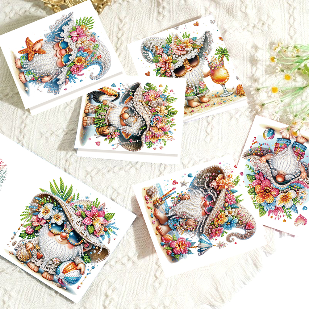6Pcs DIY Diamond Painting Greeting Card - Gnome