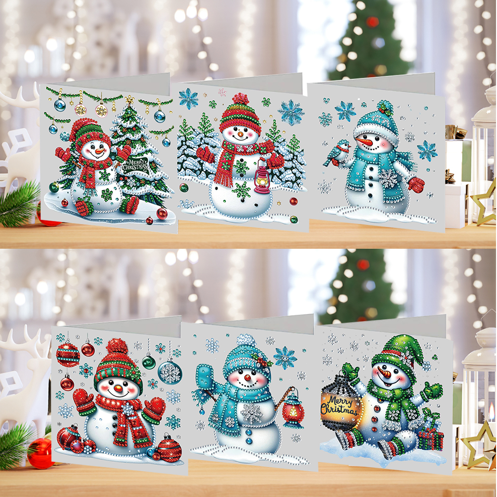 6Pcs DIY Diamond Painting Greeting Card - Snowman