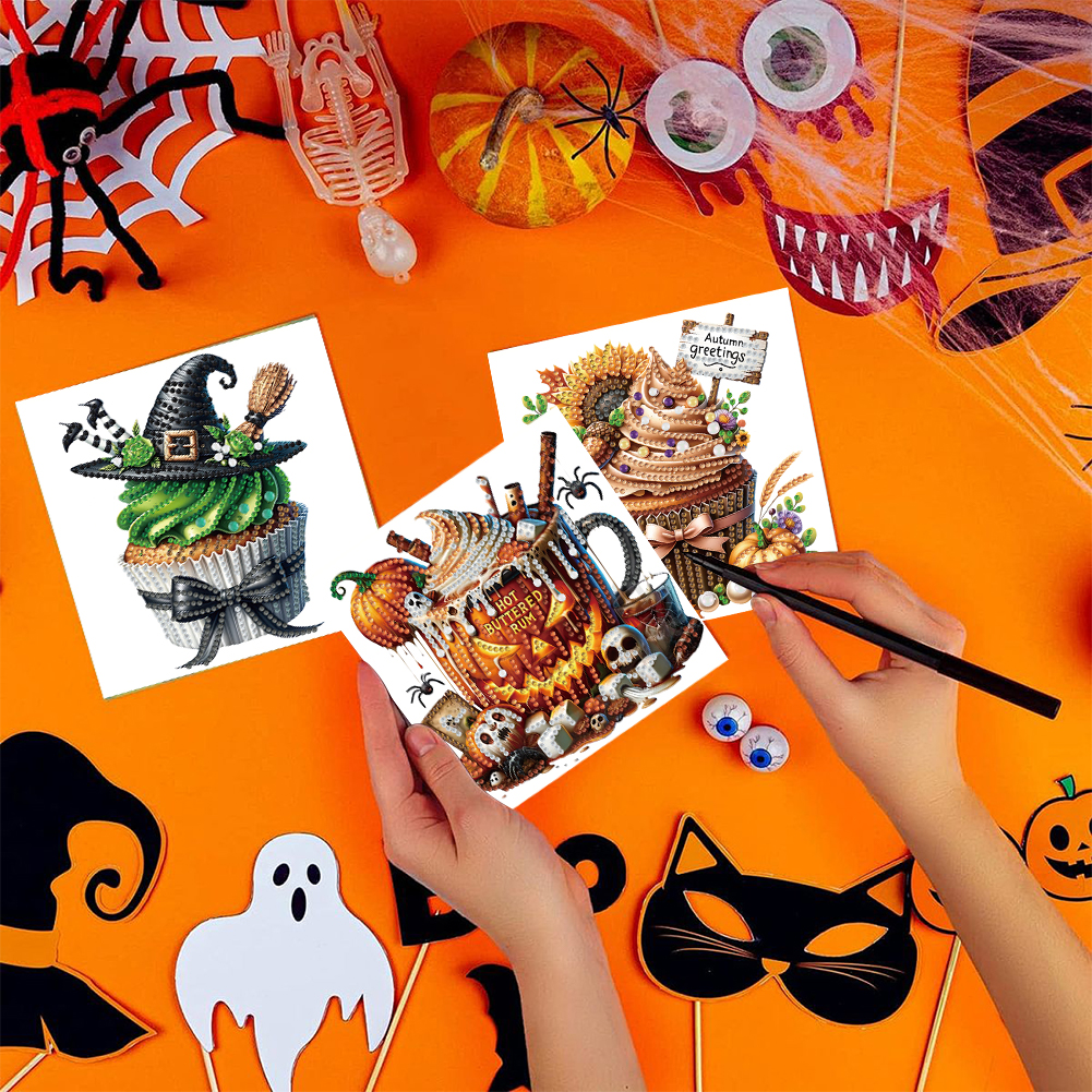 6Pcs DIY Diamond Painting Greeting Card - Halloween Designs