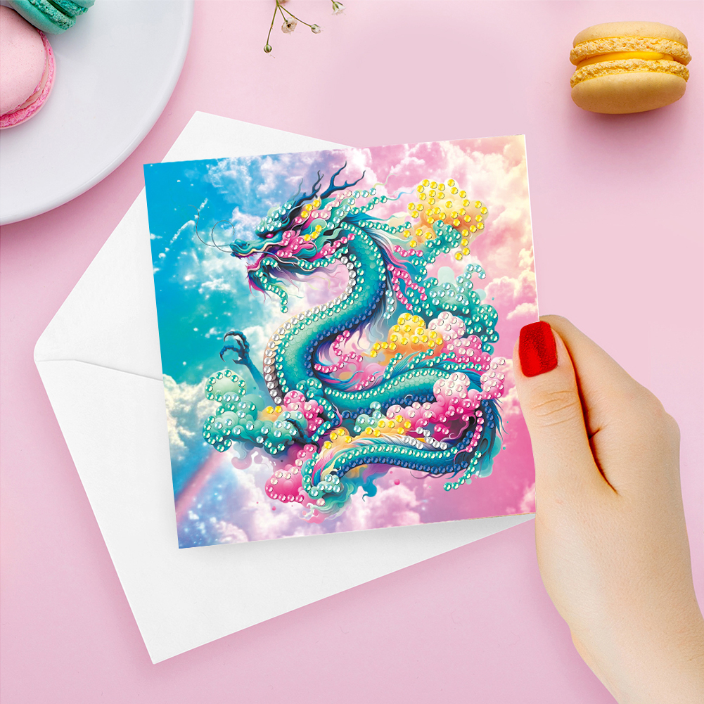 6Pcs DIY Diamond Painting Greeting Card - Dragon Family